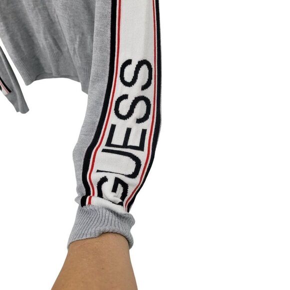 Vtg 90s Guess Womens Gray Knit Logo Spell Out Sweater Sz S Streetwear‎ Hip Hop - Picture 4 of 7